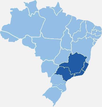 Mapa da região atendida pela viação Cidade do Aço