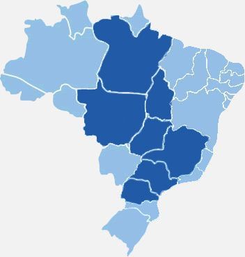 Mapa da região atendida pela viação Expresso Transporte