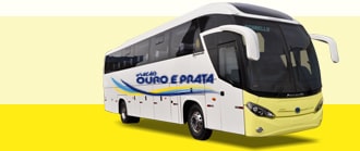 Ônibus com a logo da viação Outro e Prata