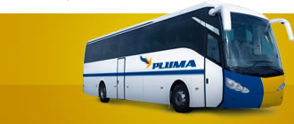 Ônibus com a logo da viação Pluma