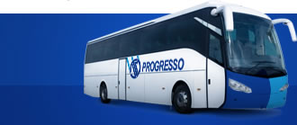Ônibus com a logo da viação Progresso