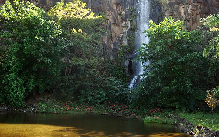 Cachoeira artificial no Parque Prefeito Luiz Roberto Jábali Cachoeira artificial no Parque Prefeito Luiz Roberto Jábali