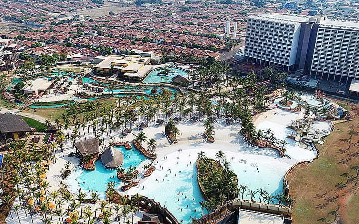 Visão aérea do Hot Beach em Olímpia Visão aérea do Hot Beach em Olímpia
