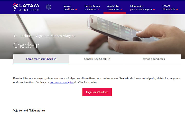 Página de Check in online Página de Check in online