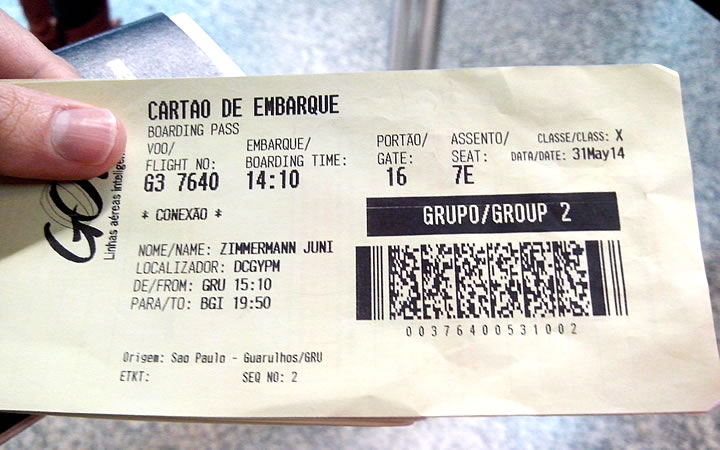 Cartão de embarque da Gol Cartão de embarque da Gol