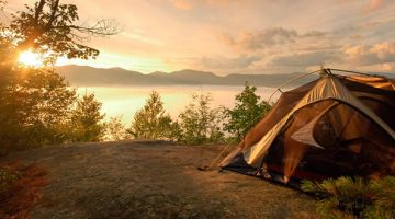 Barraca de acampamento e vegetação